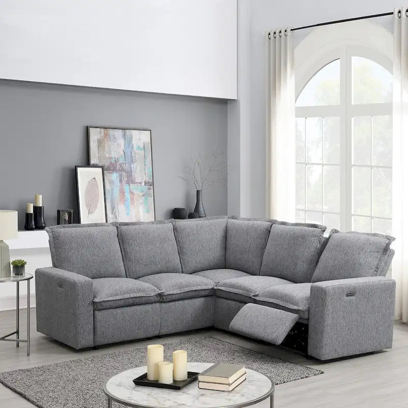 Beiger elektrischer Relaxsessel mit USB-Anschluss für Heimkino