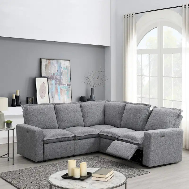 Beiger elektrischer Relaxsessel mit USB-Anschluss für Heimkino