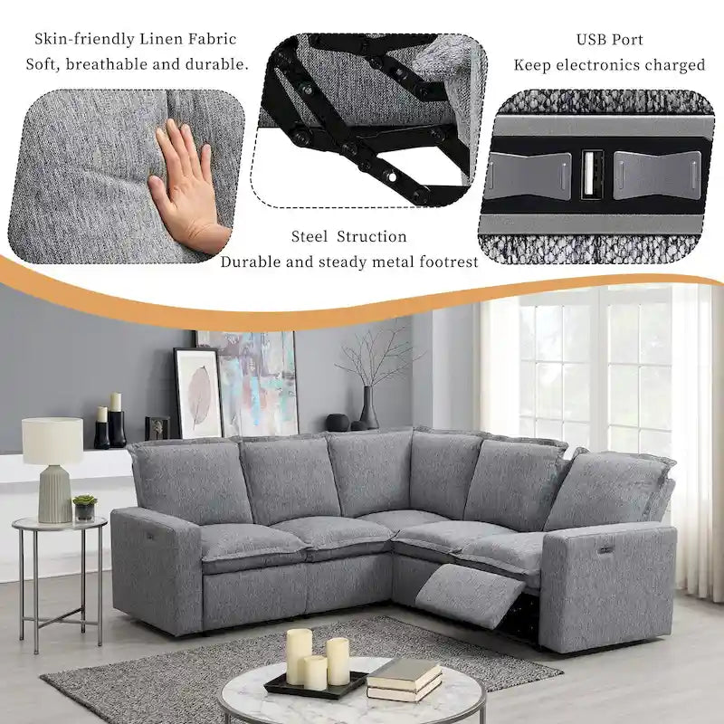 Beiger elektrischer Relaxsessel mit USB-Anschluss für Heimkino