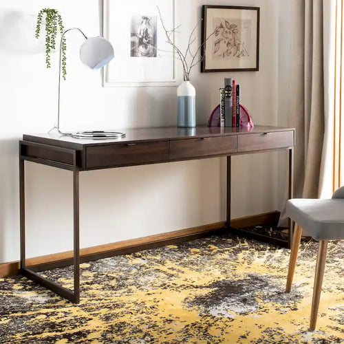 SAFAVIEH Couture Radunka 3-Drawer Smoked Eucalyptus Writing Desk