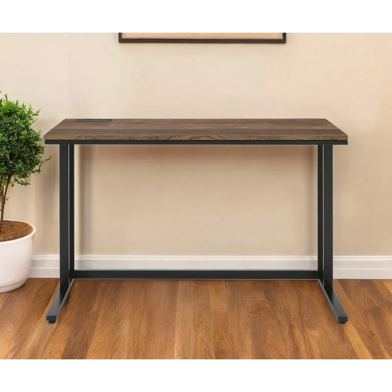 47" brauner und schwarzer Schreibtisch mit USB-Anschluss