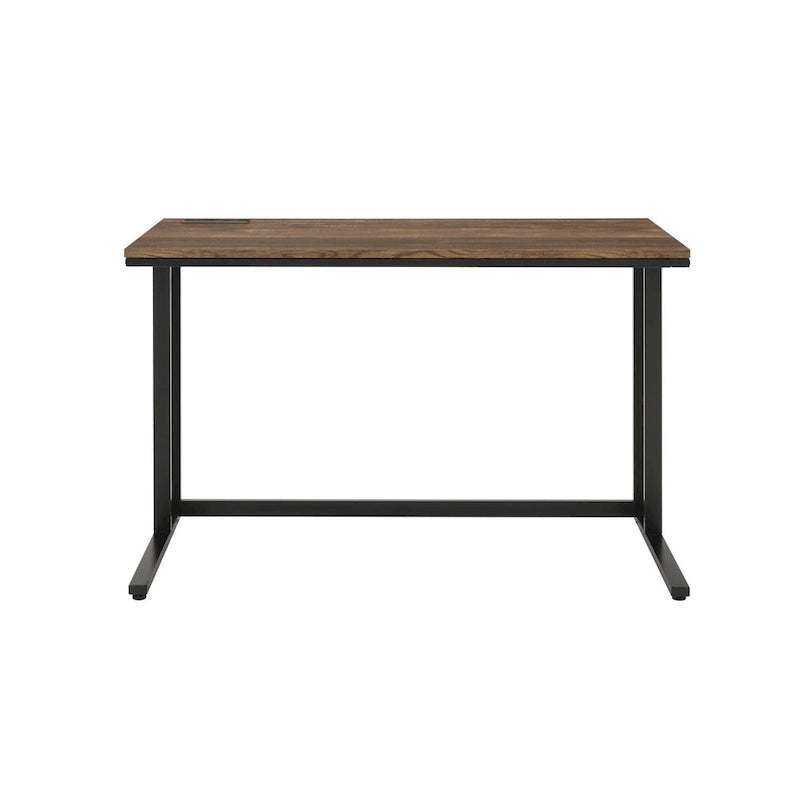 47" brauner und schwarzer Schreibtisch mit USB-Anschluss