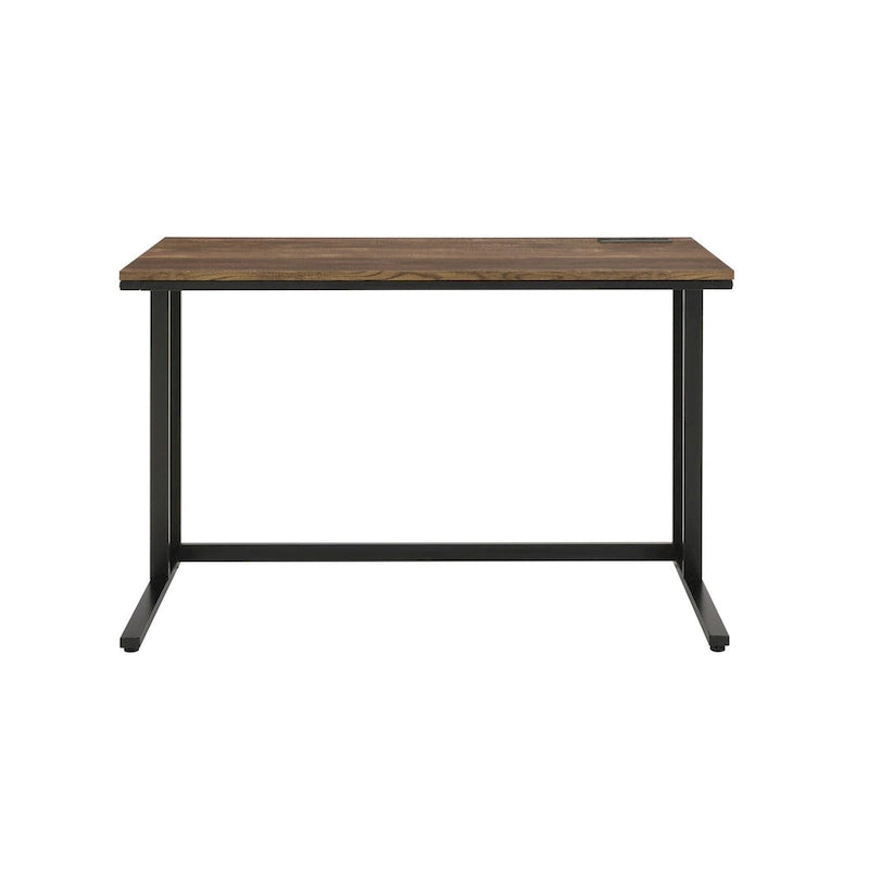 47" brauner und schwarzer Schreibtisch mit USB-Anschluss