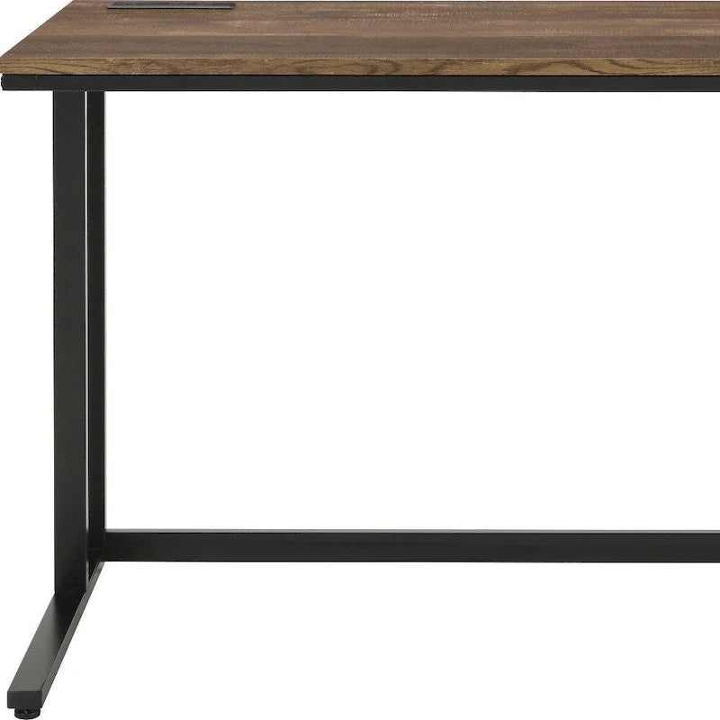 47" brauner und schwarzer Schreibtisch mit USB-Anschluss