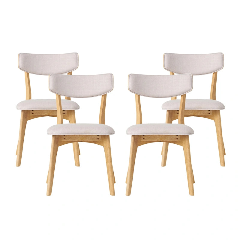 Mid-Century Modern Esszimmerstuhl aus Kautschukholz, gepolstert, 4er-Set