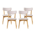 Mid-Century Modern Esszimmerstuhl aus Kautschukholz, gepolstert, 4er-Set