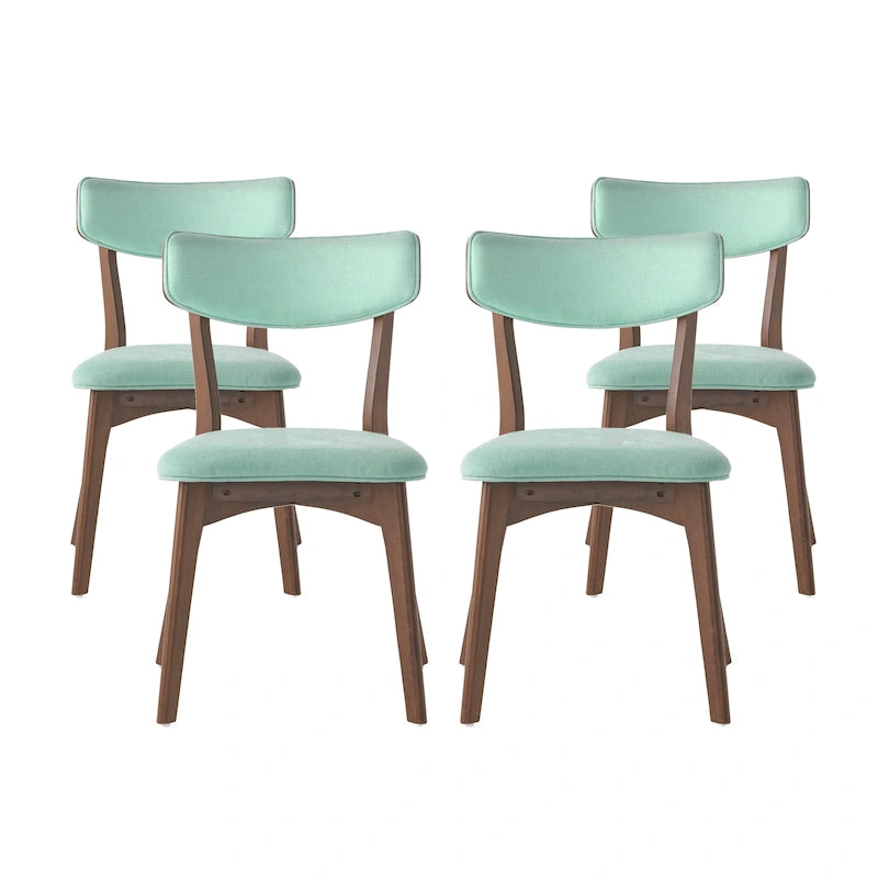 Mid-Century Modern Esszimmerstuhl aus Kautschukholz, gepolstert, 4er-Set