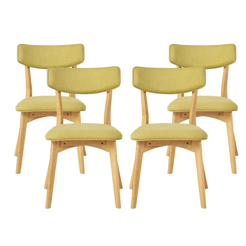 Mid-Century Modern Esszimmerstuhl aus Kautschukholz, gepolstert, 4er-Set