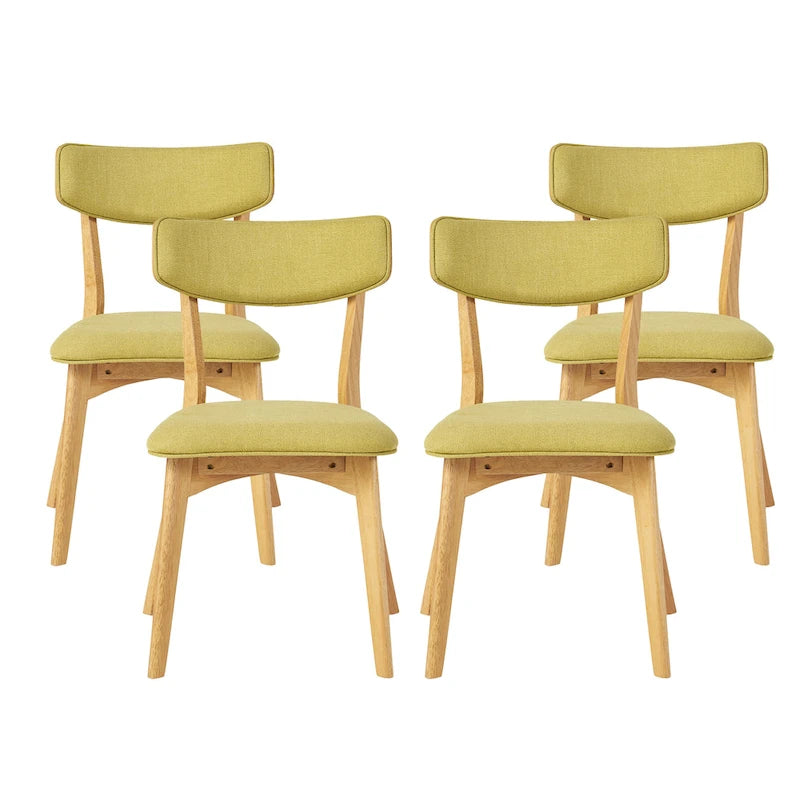 Mid-Century Modern Esszimmerstuhl aus Kautschukholz, gepolstert, 4er-Set