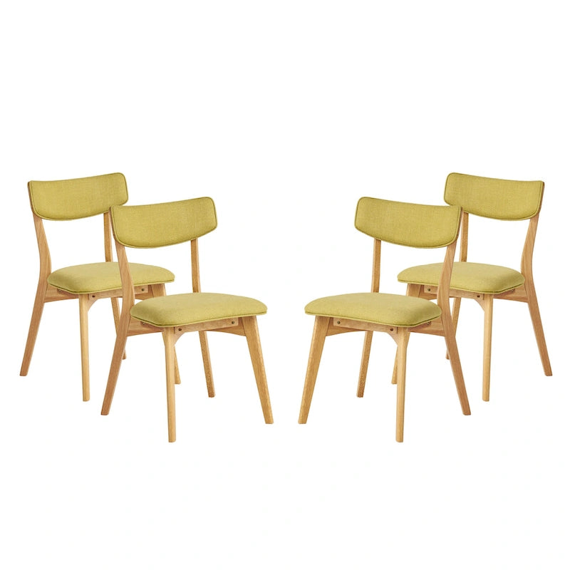 Mid-Century Modern Esszimmerstuhl aus Kautschukholz, gepolstert, 4er-Set