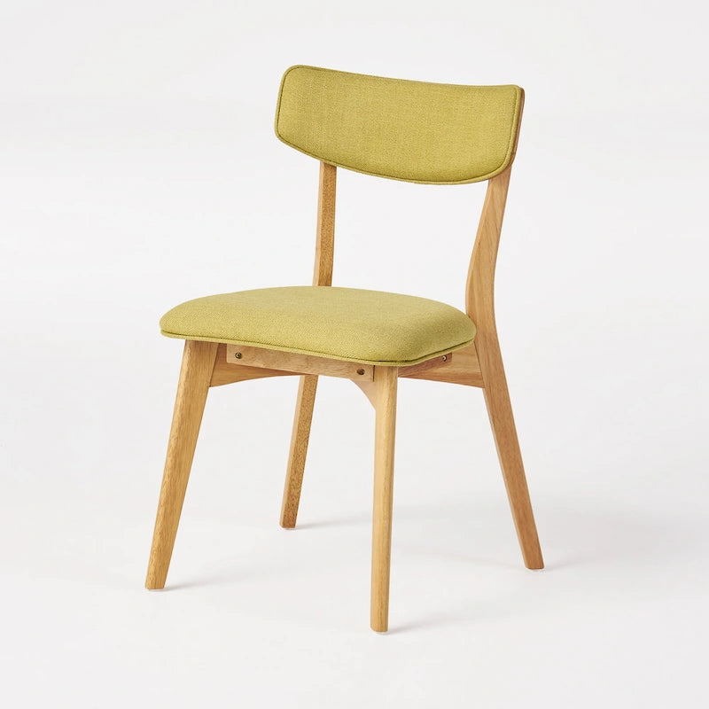 Mid-Century Modern Esszimmerstuhl aus Kautschukholz, gepolstert, 4er-Set