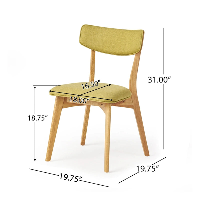 Mid-Century Modern Esszimmerstuhl aus Kautschukholz, gepolstert, 4er-Set