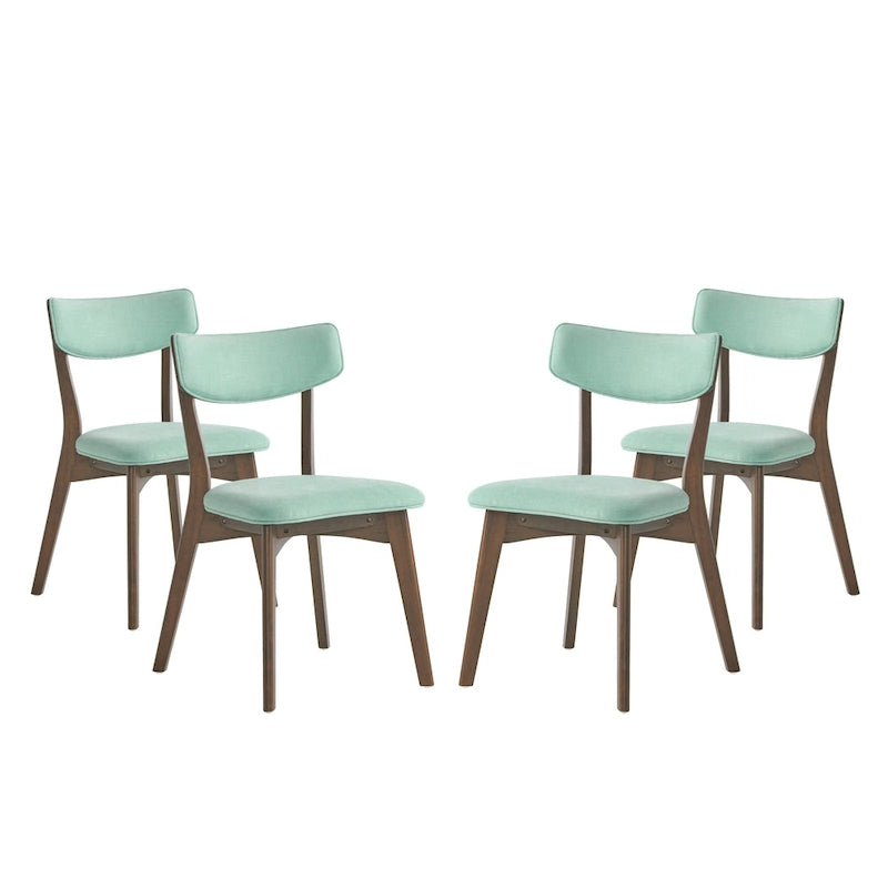 Mid-Century Modern Esszimmerstuhl aus Kautschukholz, gepolstert, 4er-Set