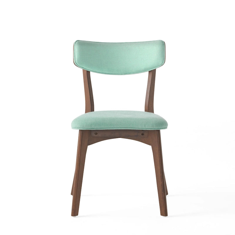 Mid-Century Modern Esszimmerstuhl aus Kautschukholz, gepolstert, 4er-Set