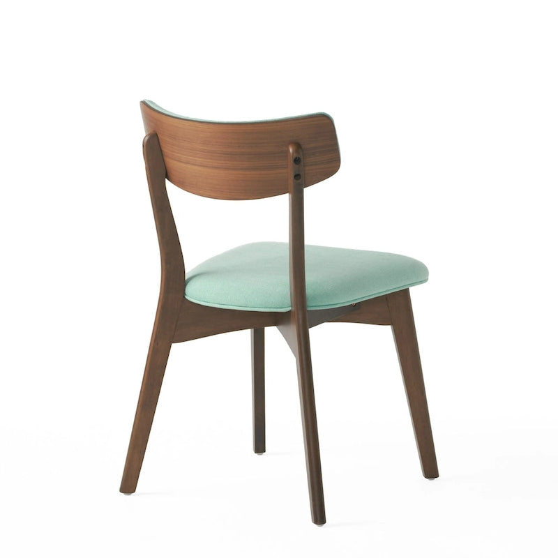 Mid-Century Modern Esszimmerstuhl aus Kautschukholz, gepolstert, 4er-Set