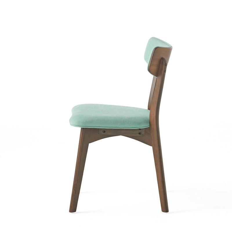 Mid-Century Modern Esszimmerstuhl aus Kautschukholz, gepolstert, 4er-Set