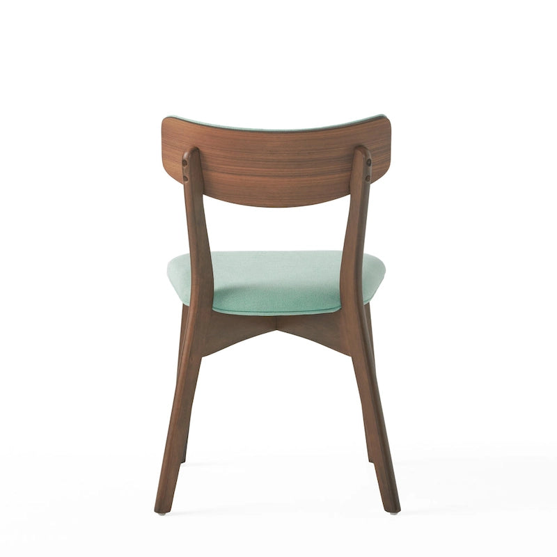 Mid-Century Modern Esszimmerstuhl aus Kautschukholz, gepolstert, 4er-Set
