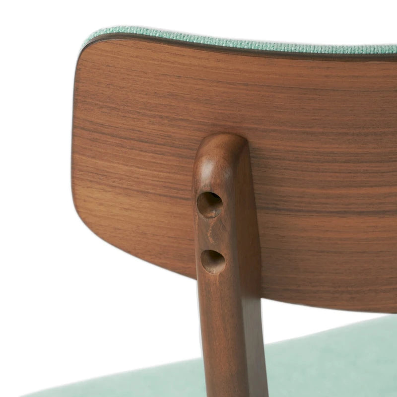 Mid-Century Modern Esszimmerstuhl aus Kautschukholz, gepolstert, 4er-Set
