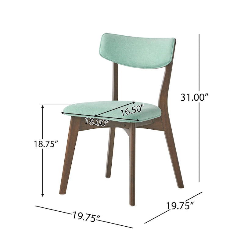 Mid-Century Modern Esszimmerstuhl aus Kautschukholz, gepolstert, 4er-Set