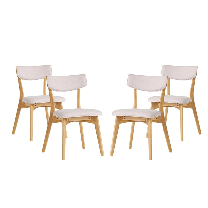 Mid-Century Modern Esszimmerstuhl aus Kautschukholz, gepolstert, 4er-Set