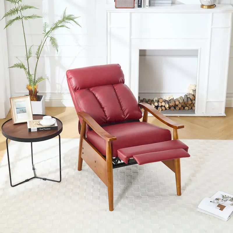 Weinroter, verstellbarer Chaiselongue-Liegesessel