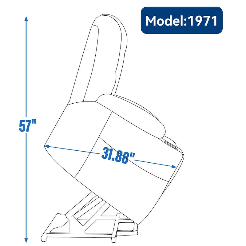 Grauer geräumiger Power-Lift-Sessel mit Massagefunktion, Heizung, zwei USB-Anschlüssen und Getränkehaltern