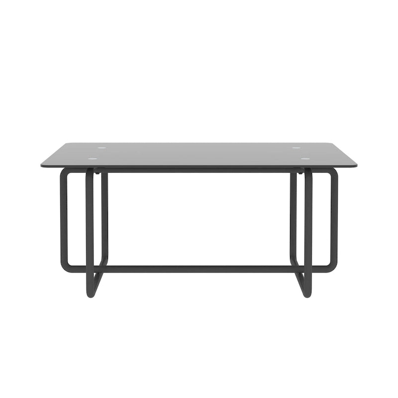 Couchtisch aus modernem gehärtetem Glas und schwarzem Metall, 39,37B
