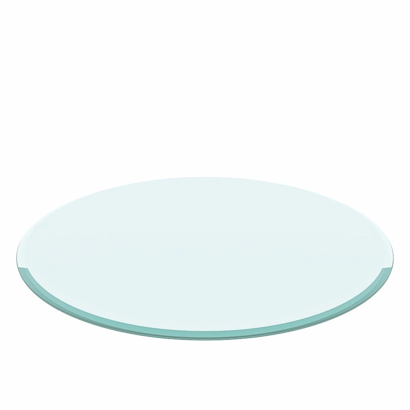 Runde Tischplatte aus gehärtetem Glas, facettierte polierte Kante, 38,6 Zoll