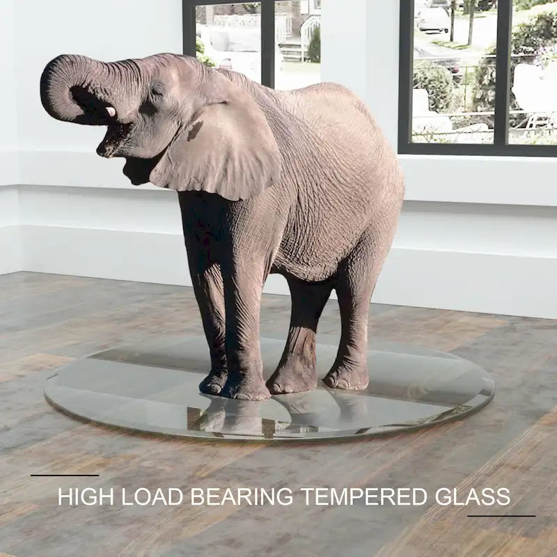 Runde Tischplatte aus gehärtetem Glas, facettierte polierte Kante, 38,6 Zoll