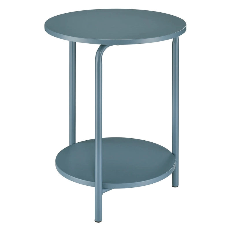Akzenttisch aus Metall, blaue Steinplatte, 2 Ablagen