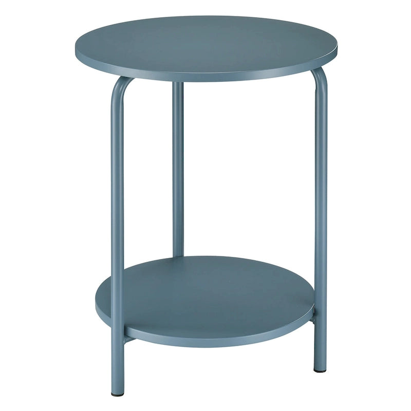 Akzenttisch aus Metall, blaue Steinplatte, 2 Ablagen