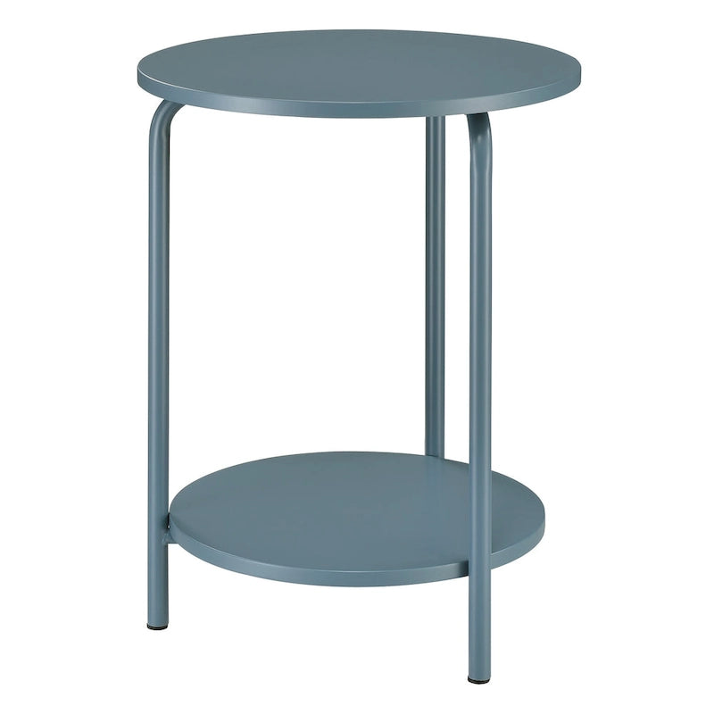 Akzenttisch aus Metall, blaue Steinplatte, 2 Ablagen