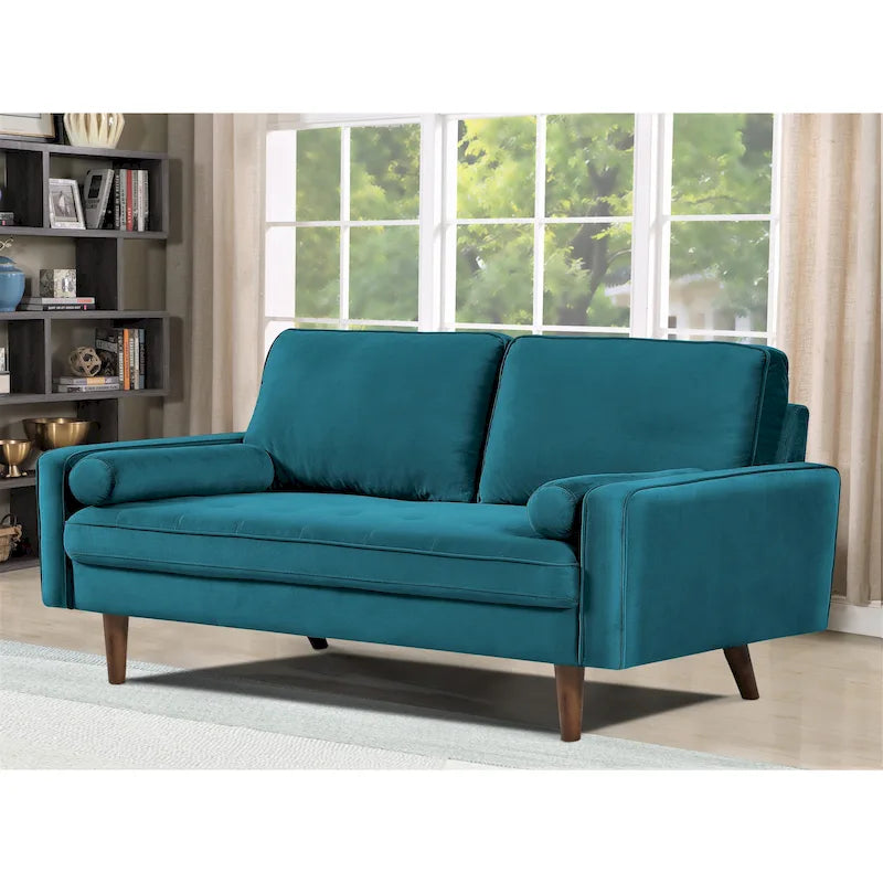 147 cm Samt-Sofa mit Holzrahmen im Mid-Century-Stil
