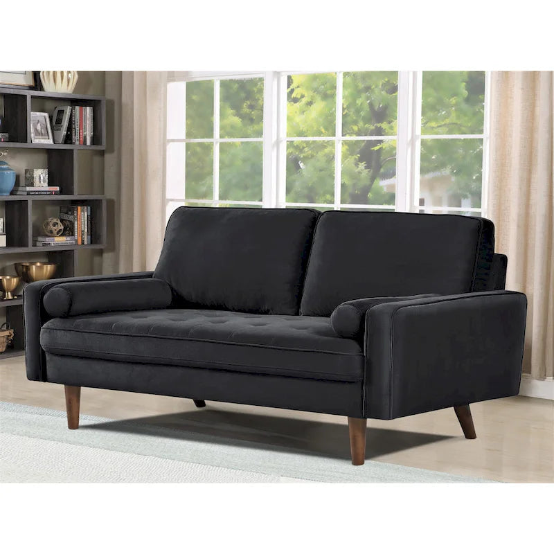 147 cm Samt-Sofa mit Holzrahmen im Mid-Century-Stil