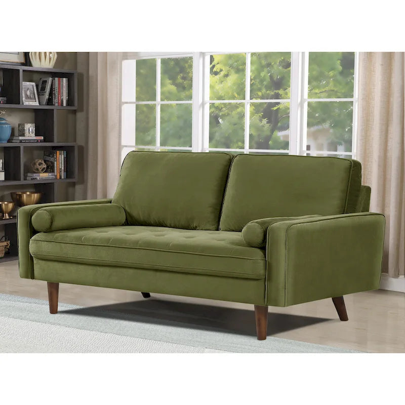 147 cm Samt-Sofa mit Holzrahmen im Mid-Century-Stil