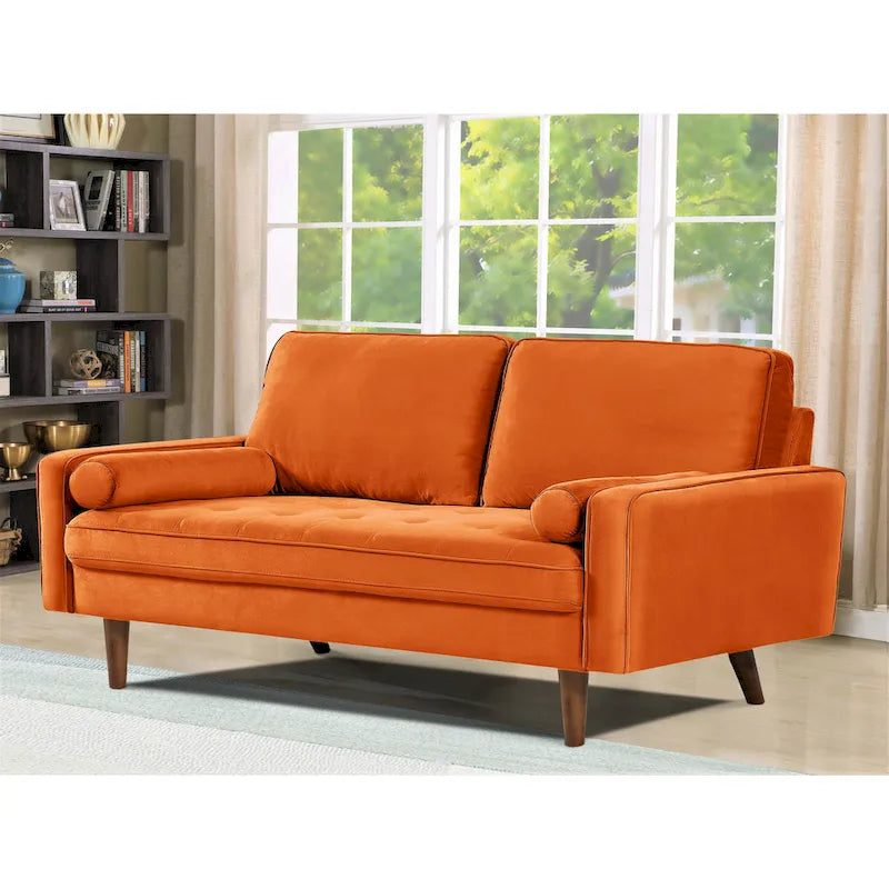 147 cm Samt-Sofa mit Holzrahmen im Mid-Century-Stil