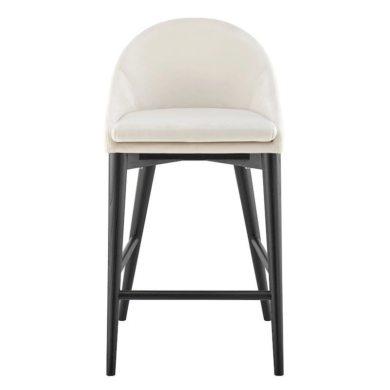 Barhocker in Beige mit mattschwarzen Beinen