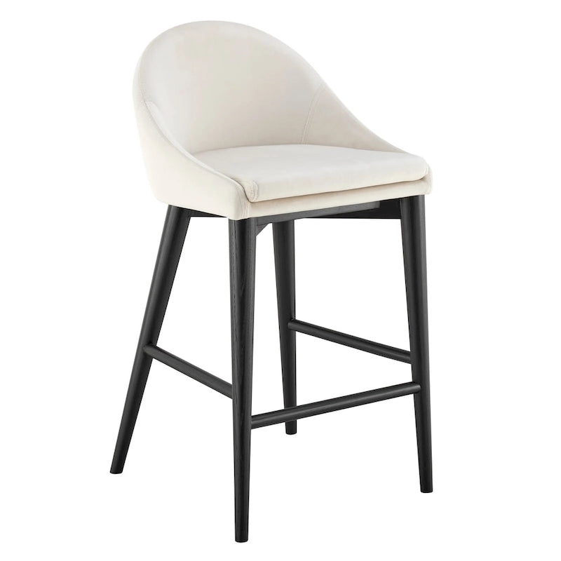Barhocker in Beige mit mattschwarzen Beinen