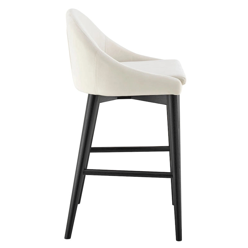 Barhocker in Beige mit mattschwarzen Beinen