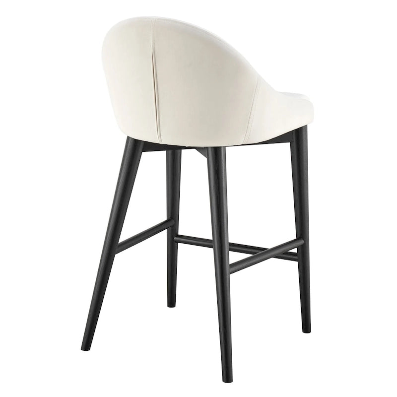 Barhocker in Beige mit mattschwarzen Beinen