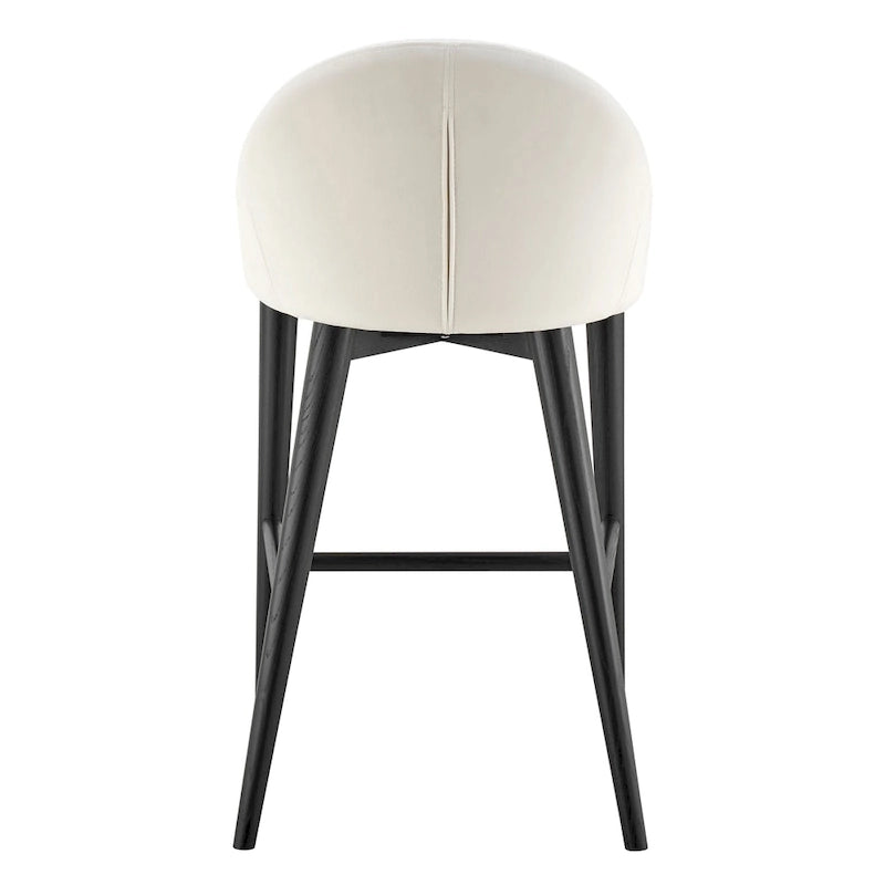 Barhocker in Beige mit mattschwarzen Beinen