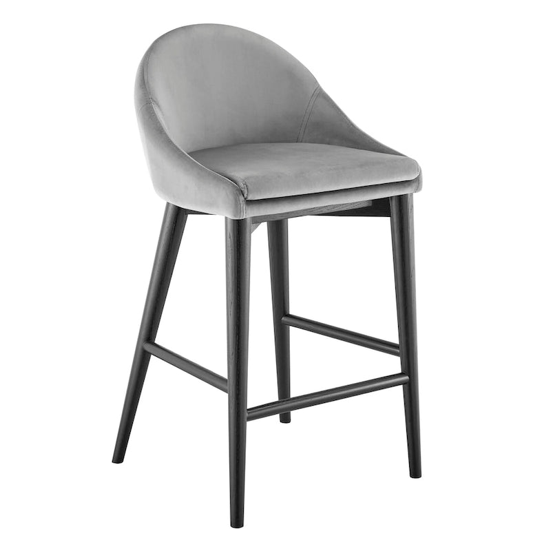 Barhocker in Beige mit mattschwarzen Beinen
