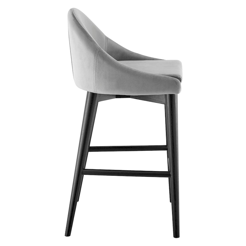 Barhocker in Beige mit mattschwarzen Beinen
