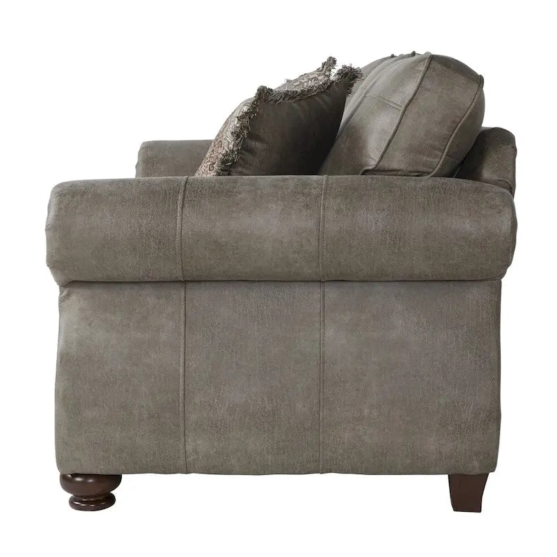 Steingraues Kunstleder Nailhead Sofa