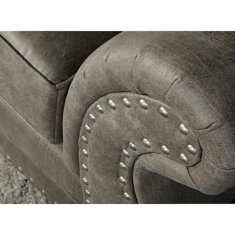 Steingraues Kunstleder Nailhead Sofa