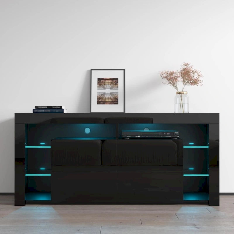 Modernes 61-Zoll-Hochglanz-TV-Möbel mit LED-Beleuchtung