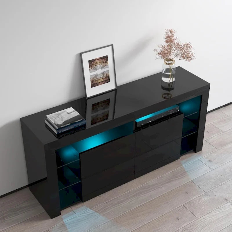 Modernes 61-Zoll-Hochglanz-TV-Möbel mit LED-Beleuchtung