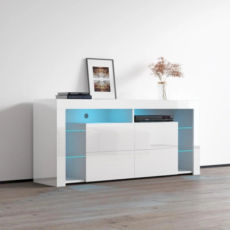 Modernes 61-Zoll-Hochglanz-TV-Möbel mit LED-Beleuchtung