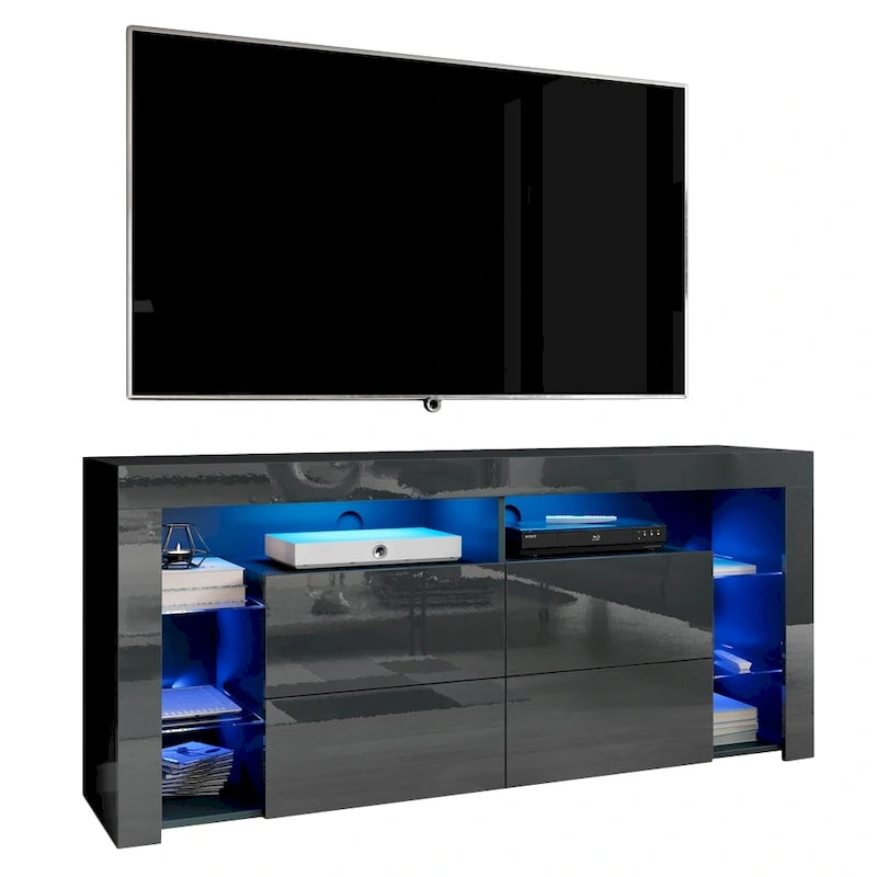 Modernes 61-Zoll-Hochglanz-TV-Möbel mit LED-Beleuchtung