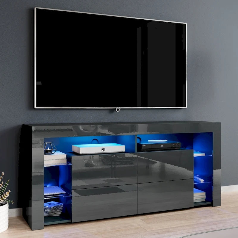 Modernes 61-Zoll-Hochglanz-TV-Möbel mit LED-Beleuchtung